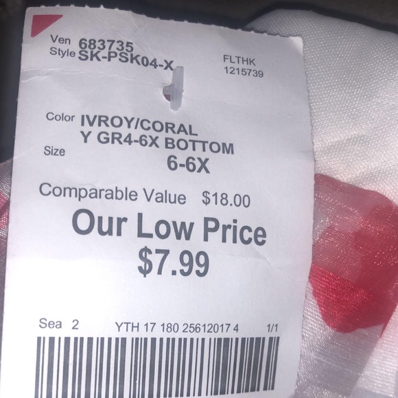 Ivory/coral skirt with gold zipper in the back from the store Burlington. - Picture 4 of 5